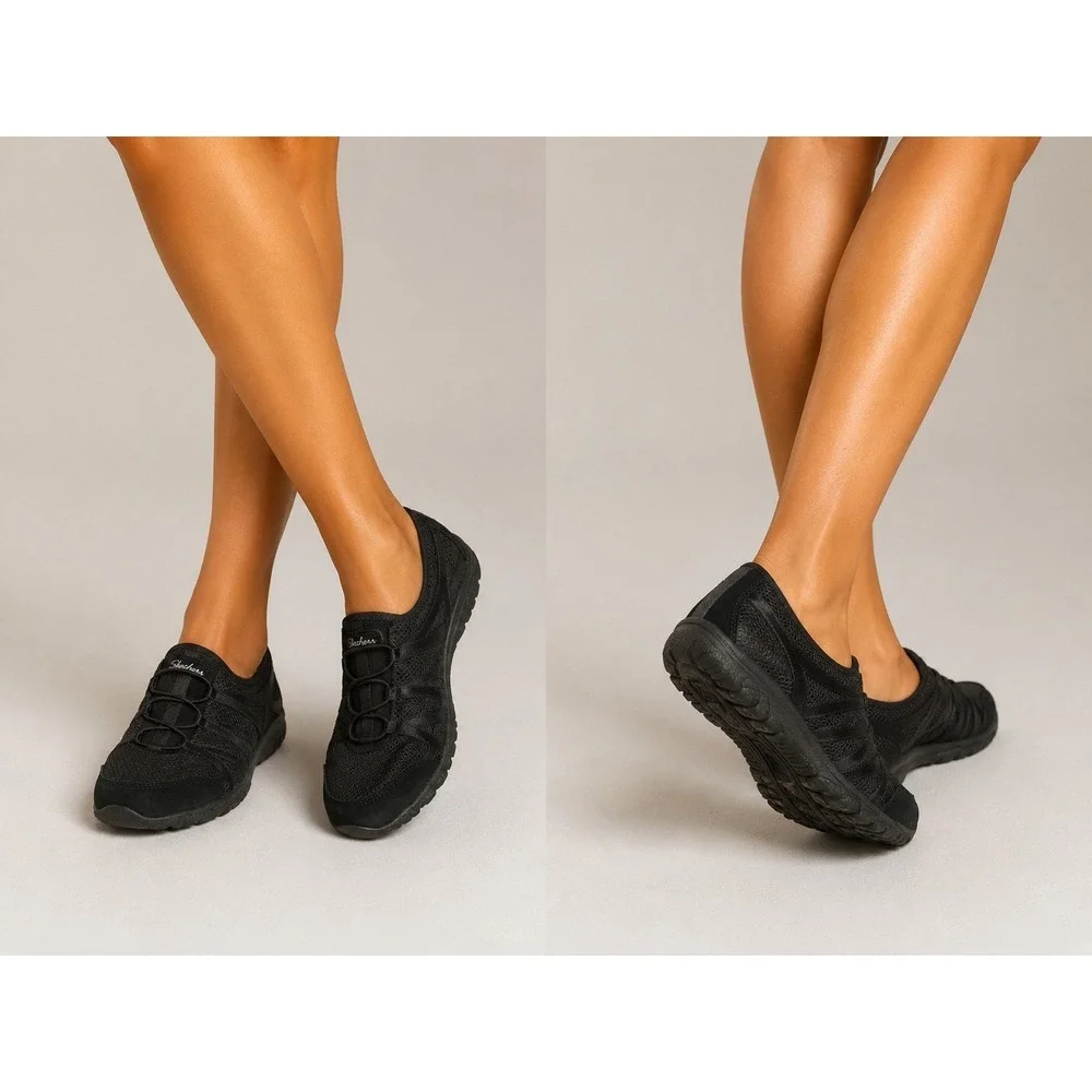 Skechers Relaxed Fit Air-Cooled Memory Foam‎ Women's Black Slip On Shoes 8.5